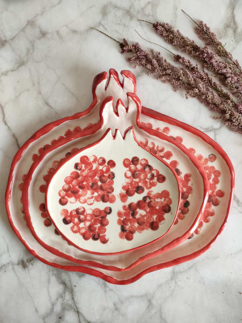 Pomegranate plate | Ceramic Plates by Federica Massimi Ceramics