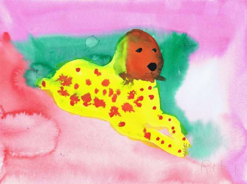 Summer the Dog - Original Watercolor | Paintings by Rita Winkler - "My Art, My Shop" (original watercolors by artist with Down syndrome)