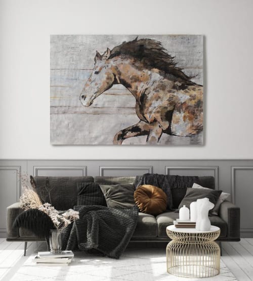 Natural Rustic Horse Oil Painting on Canvas | Paintings by Irena Orlov