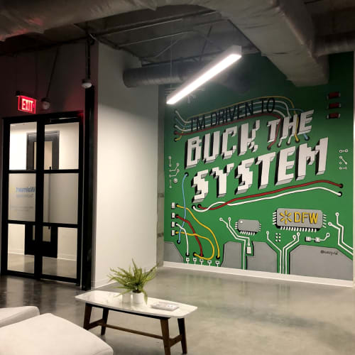 I'm Driven To Buck the System | Murals by Mari Pohlman | Walmart Tech in Plano