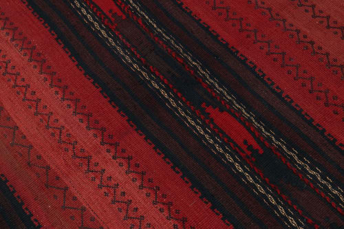 Vintage Persian Square Kilim rug in Red & Black Geometric | Rugs by Rug and Kilim