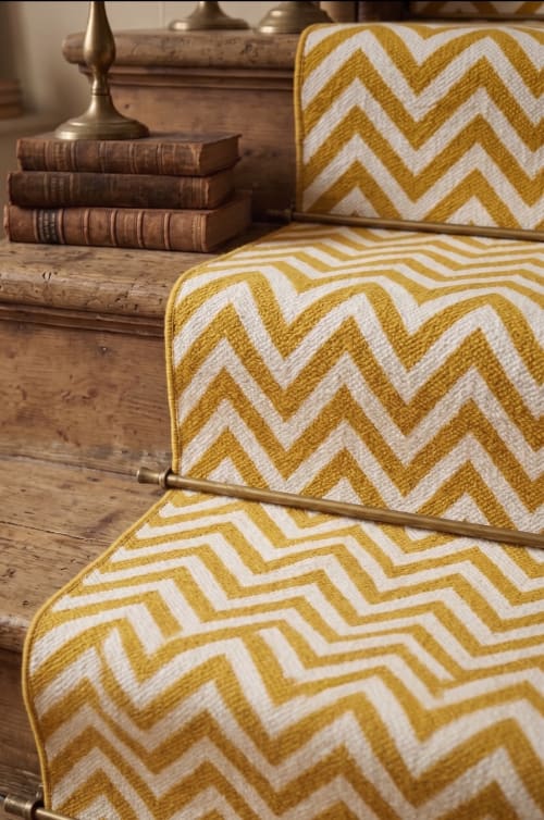 Handwoven Woolen Yellow Runner Rug | Rugs by Evergreen Carpets