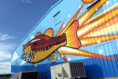 Rocket Bass | Street Murals by Bryan Alexis | Pradco Fishing in Fort Smith