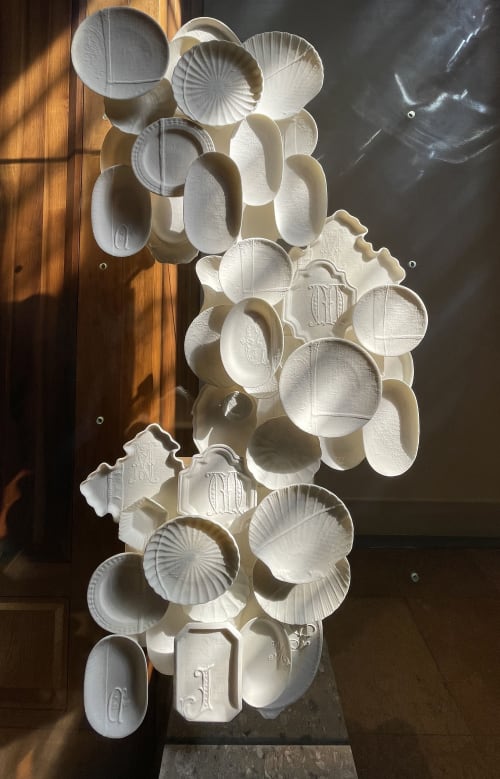 Soft Porcelain - Wall sculpture of White Porcelain pieces | Wall Hangings by Studio DeSimoneWayland | Fondazione Giorgio Cini in Venezia