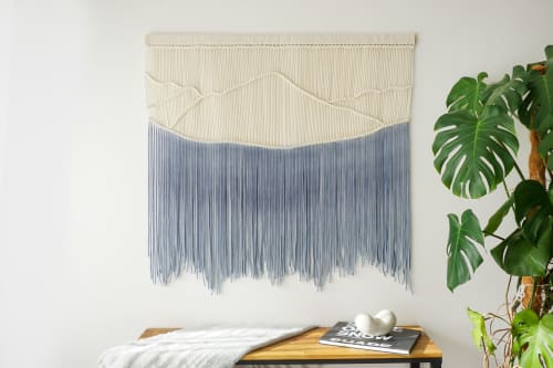 Hand dyed mountain macrame wall hanging | Wall Hangings by WOOL + ROPE