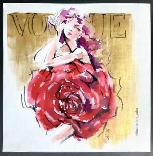 "Vogue" Cover" Original Fashion Illustration on paper | Drawings by Marina Saba Fine Art