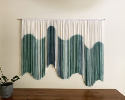AURORA Green Wavy 3D Curved Modern Textile Wall Art | Wall Hangings by Wallflowers Hanging Art