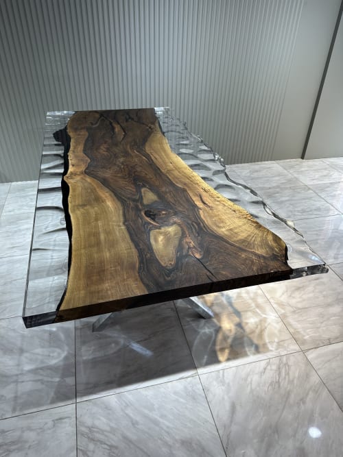 Epoxy Tables - Clear Epoxy Resin Table Top - Live Edge Table | Dining Table in Tables by Tinella Collection