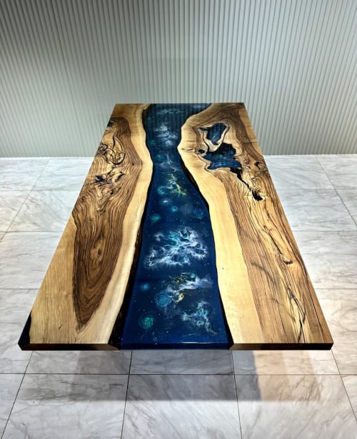 Space Epoxy Table - Custom Epoxy Resin Table Art | Dining Table in Tables by Tinella Wood
