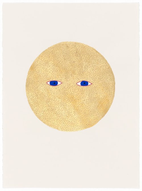 Golden Moon, watercolour, gouache, composition gold leaf, pencil on paper, | Paintings by Pip Ryan