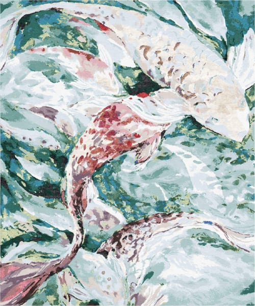 Rug Red Fish animalistic pattern colorful | Area Rug in Rugs by Atelier Tapis Rouge