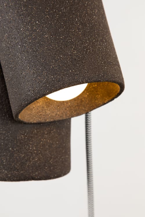 Melo Lamp - Black Ceramic Pendant Lamp For Mood Lighting | Table Lamp in Lamps by Catalin Filip