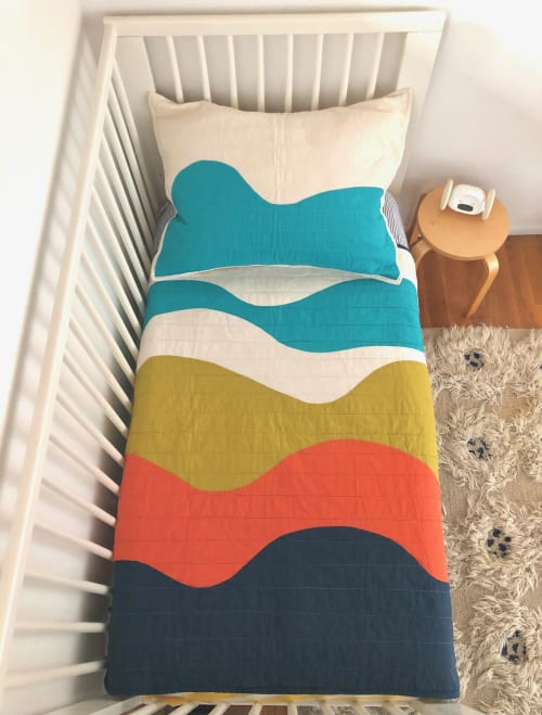 Aurora Quilt - Navy Blue - 100% Organic Cotton, Bamboo | Linens & Bedding by Studio Prismatic