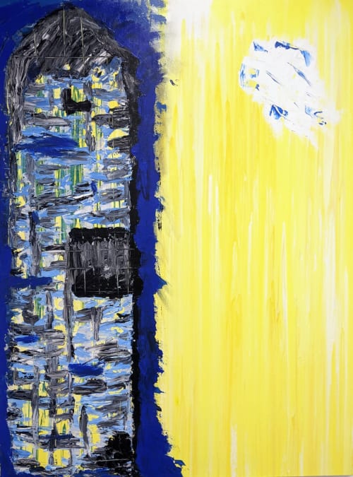 Canary & the Cage | Oil And Acrylic Painting in Paintings by Carrie Rodak Fine Art