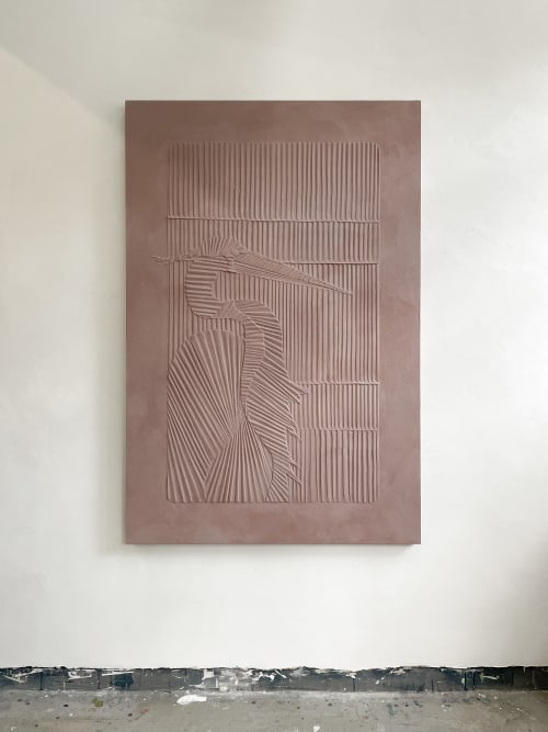 Dusty Pink Monochrome Texture Artwork Panel | Wall Treatments by Elsa Jeandedieu Studio