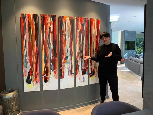 Lara Scolari Debbies Fire Commision artwork for curved wall | Paintings by Lara Scolari