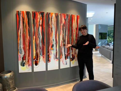 Lara Scolari Debbies Fire Commision artwork for curved wall | Oil And Acrylic Painting in Paintings by Lara Scolari