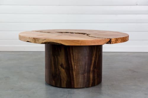 Maple Live Edge Round Coffee Table | Taijitu | Walnut Base