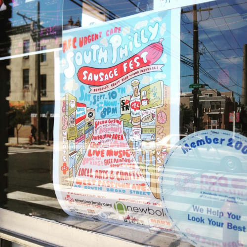 South Philly Sausage Fest poster | Art & Wall Decor by Hawk Krall | Lattanzio's Linn Cleaners in Philadelphia