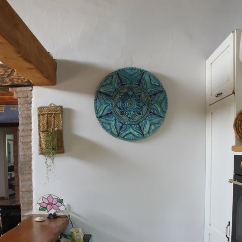 Ceramic wall art mandala 62cm (24.4") turquoise | Wall Hangings by GVEGA