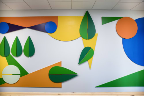 Dimensional Leaves | Murals by ANTLRE - Hannah Sitzer | Google RWC SEA6 in Redwood City