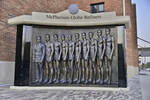 McPherson Globe Refiners monument | Public Sculptures by Sutton Betti | McPherson Community Building in McPherson
