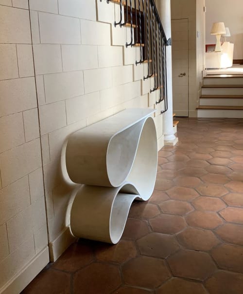 Whorl Console In White Concrete Canvas | Tables by Neal Aronowitz