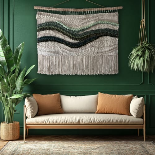 Wall Tapestry 'Botanic Drift' Wall Hanging | Wall Hangings by KnitushkiStore