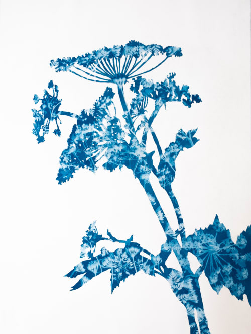 Summer Woods: Framed original cyanotype painting 36 x 29 x 3 | Mixed Media in Paintings by Christine So