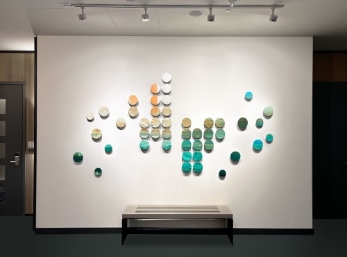 Verdant Copper Circles | Mixed Media by Alyson Storms