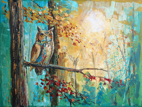 "Watcher of the Dawn" - Original Painting | Oil And Acrylic Painting in Paintings by DaggArt