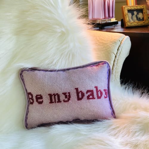 Belgian linen BE MY BABY toss pillow | Pillows by Mommani Threads