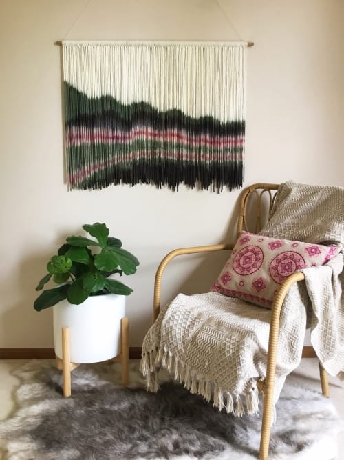 RIPPLES Green Pink Black Dip Dyed Textile Wall Hanging | Macrame Wall Hanging in Wall Hangings by Wallflowers Hanging Art