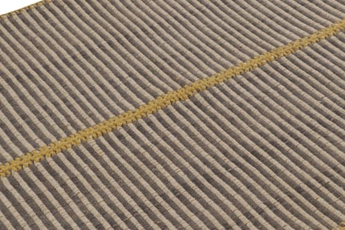 Rug & Kilim's Accent Kilim, Beige-Gray Textural Stripes | Area Rug in Rugs by Rug and Kilim