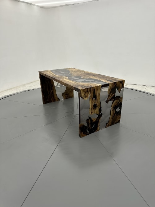 Waterfall Epoxy Table - Dining Table - Kitchen Table | Tables by Tinella Wood