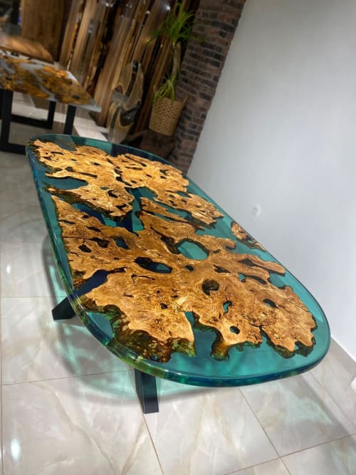 Green Epoxy Resin Olive Dining Table | Tables by Gül Natural Furniture