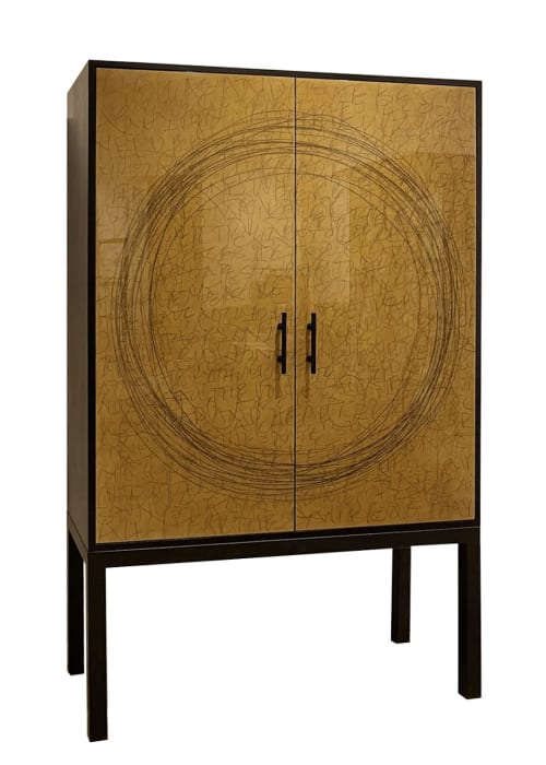 Ring Cabinet by Morgan Clayhall, Mix Media Artwork On Doors | Storage by Morgan Clayhall Inc