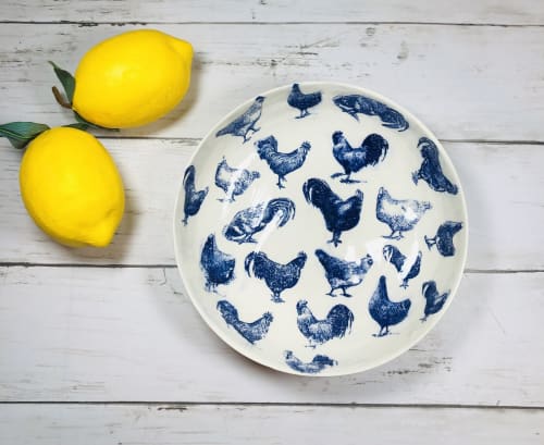 Blue Chickens Pasta Bowls | Dinnerware by Nori’s Wishes Studio