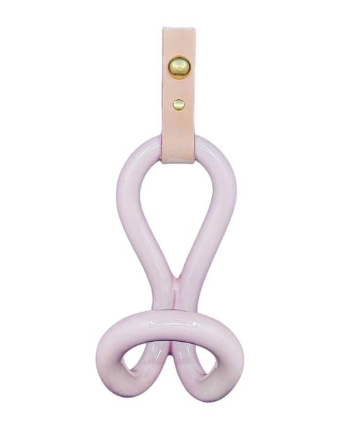 Ceramic, Leather & Brass Infinity Wall Hook - Blush Pink | Hardware by Alissa Goss Ceramics & Pottery