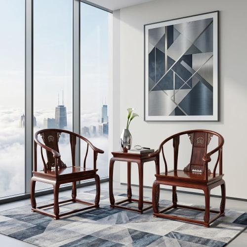 Legacy Royal Ming Style Scholar Horseshoe Armchair Trio Set | Chairs by Dynasty Artisan