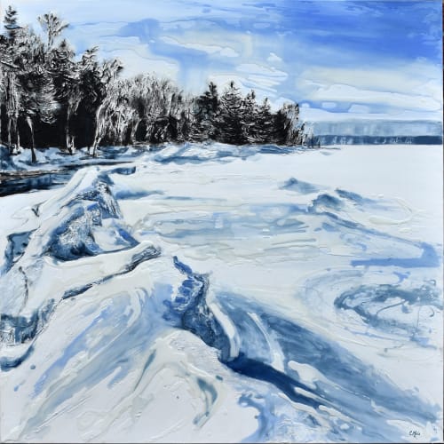 Icescape X & XI (above), Georgian Skies & Swept Away (below) | Paintings by Celina Melo | Twist Gallery in Toronto