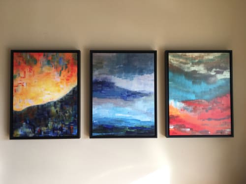 Triptych of 3 original paintings, framed, hand signed | Paintings by Debby Neal Arts