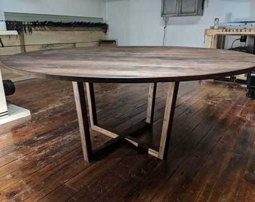 Solid black walnut danish modern mid century modern round pedestal dining table | Tables by Ney Custom Tables : Design and Fabrication