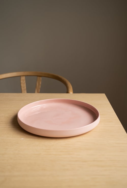 Handmade High-sided Porcelain Dinner Plate. Powder Pink | Dinnerware by Creating Comfort Lab