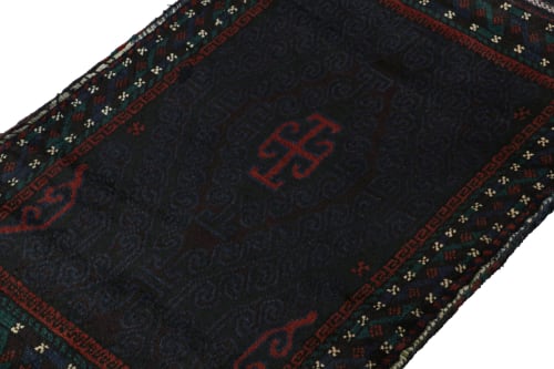 Vintage Baluch Afghan rug in Blue, Black & Red Tribal | Rugs by Rug and Kilim