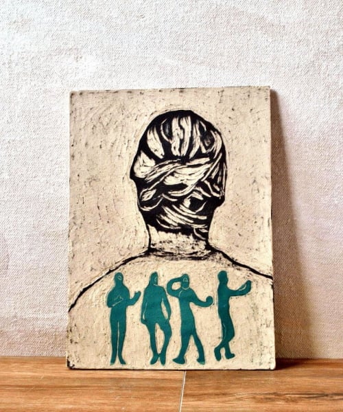 Hand Carved Ceramic Portrait Tile | Art & Wall Decor by ShellyClayspot
