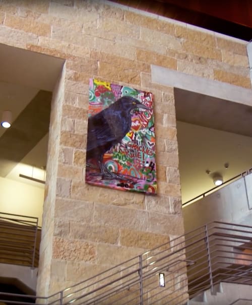 Graffiti Grackle | Oil And Acrylic Painting in Paintings by Christy Stallop | The People's Gallery in Austin