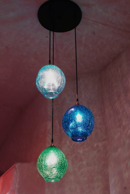 Restaurant | Pendants by Rick Strini. STRINI ART GLASS | Mama's Fish House in Paia
