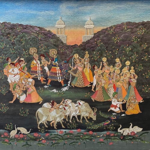 Shri Krishna | The Daan Leela Original Artwork | Wall Hangings by MagicSimSim