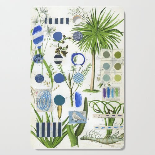 Blue Botanical Cutting Board | Serving Board in Serveware by Pam (Pamela) Smilow